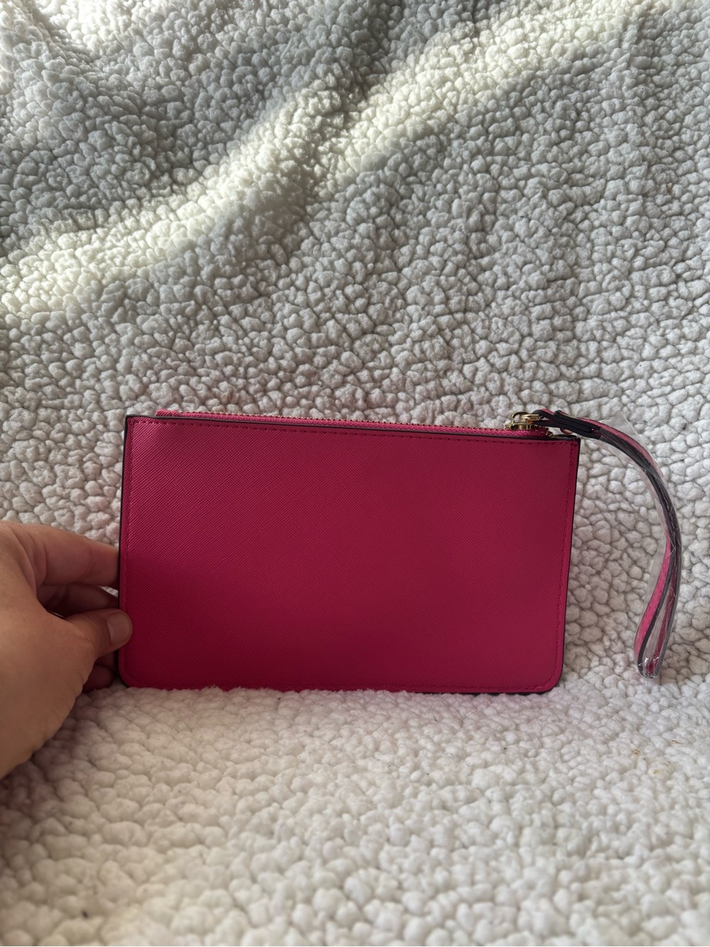 kate spade hot pink zip card pouch with gold logo - Picture 5 of 6
